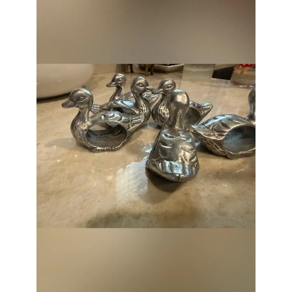 Pewter aluminum duck making rings set of 6